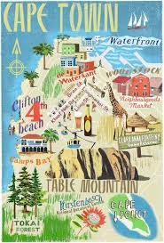 Capetown Illustrated Map Idea Buy Illustrated Maps Of Each Place Visited Illustrated Map South Africa Travel Cape Town South Africa