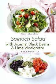 Black Bean Taco Salad With Lime Vinaigrette Spinach Salad With Jicama Black Beans And Lime Vinaigrette Recipe Yummy Salad Recipes Vegan Salad Recipes Seasoning Recipes
