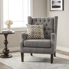 Maxwell Gray Tufted Wingback Chair Furniture Chair Wooden Dining Room Chairs