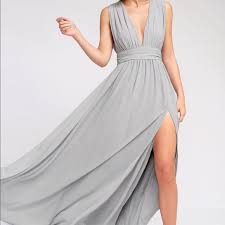Lulus Heavenly Hues Light Grey Maxi Dress Nwt