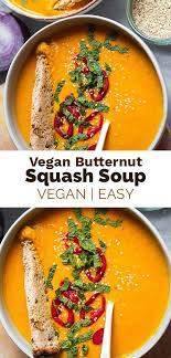 Spicy Butternut Squash Soup Earth Of Maria Recipe In 2020 Vegan Soup Recipes Vegan Recipes Easy Stew Recipes