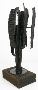 A movie is a movie;yeonghwaneun yeonghwada; H I Gates Brutalist Metal Abstract Sculpture On Wood Base Abstract Sculpture Sculpture Metal Sculpture