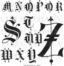 These printable letters in old english themes are available for free. Vector Clip Art Of Retro Digital Collage Of Old English Abc Letters M Through Z By Bestvector 22257