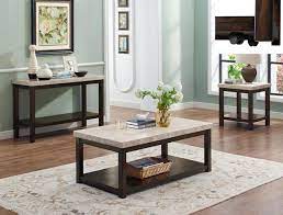 This simply elegant cocktail set will bring ambiance to your living room. Kelia Marble Top 3 Piece Coffee Table Set 1xcoffee 2xend From Crown Mark Luna Furniture