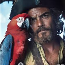 The character of long john silver from treasure island with his parrot
