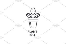 Plant Pot Line Icon Outline Sign Linear Symbol Vector Flat Illustration Plant Icon Line Icon Potted Plants