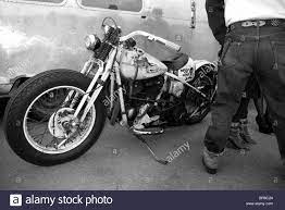 Biker With Classic Harley Davidson Motorcycle At Ace Cafe Hot Rod Night London Uk Stock Photo Alamy