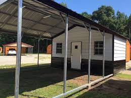 18x31 Carport And Storage Combo Visit Our Dealership For More Enclosed Metal Building Options Portable Carport Carport Metal Buildings