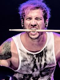Josh Perfected His Looking Cool On The Drums Skill Even With His Purple Hair And Cat Shirt Joshua Dun Twenty One Pilots Lyrics Twenty One Pilots One Pilots