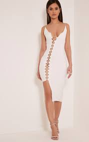 Lovina White Lace Up Bodycon Dress Lace Up Bodycon Dress Affordable Fashion Clothes Fashion