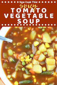 Spicy Tomato Vegetable Soup Now Cook This Recipe Vegetable Soup Healthy Vegetable Soup Recipes Vegetable Soup With Chicken
