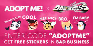 We would like to show you a description here but the site won't allow us. Adopt Me Pa Twitter You Can Get Free Adopt Me Stickers In Ruddevmedia S Bad Business By Using The Code Adoptme In Game Bad Business Https T Co 9n8zqcrxu3 Https T Co Dpyquodcmc
