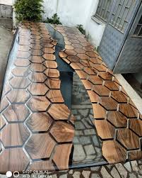 Custom Order For Lauren Hexagon Table Honeycomb Table Walnut Hexagon Table Table De Resine Meubles En Resine Resine Epoxy Bois