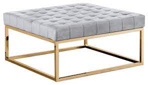 Also set sale alerts and shop exclusive offers only on shopstyle. Upholstered Square Ottoman Coffee Table With Gold Base Contemporary Footstools And Ottomans By Furniture Import Export Inc