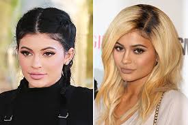 The natural curls lok more attractive with this. Kylie Jenner S Blonde Hair With Black Roots Makeover Love Or Loathe Hollywood Life