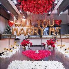 Personlised balloons with will you marry me hidden with helium filled and airfilled balloons also two big red heart balloons. Will You Marry Me Silver 40 Singapore Balloons