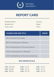 Blue College Report Card Templatescanva Pertaining To College Report Card Template Report Card Template Blue College Report Card