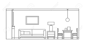 We have drawing templates such as circle templates, curve templates, landscape templates, ellipse templates, architectural dra. Hand Drawn Linear Sketch Of The Interior Living Room Outline Royalty Free Cliparts Vectors And Stock Illustration Image 154553470