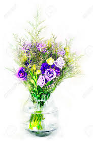 Define the circular form opening of the vase at the part of it. Digtal Painting And Drawing With Watercolor Of Bouquet Of Violet Stock Photo Picture And Royalty Free Image Image 148718712