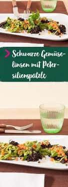 Schwarze Gemuselinsen Mit Petersilienspatzle Linsen Mit Spatzle Spatzle Vegetarische Ernahrung