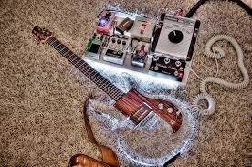 Large slanted black and red board with pedal switcher. Deluxe Gorm Or Hejne Pedalboard Ikea Hackers