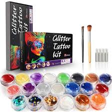 Glitter tattoos are the hottest form of temporary body art in the world today and are a fun way to entertain guests of all ages at parties and special events. Nunalisa Glitter Tattoo Kit Nunalisa Gillter Shimmer Body Art 21 Colors Temporary Tattoo Make Up Body Glitter Dust Powder Mermaid Flakes