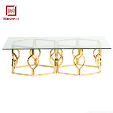 The base is formed of metal rings in a polished chrome finish. Stainless Steel Living Room Furniture End Table Clear Glass Top Gold Leg Coffee Table For Tea China Coffee Table End Table Made In China Com