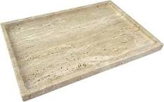 Bandeja de travertino natural real para mesa de café, baño, tocador  (travertino beige, 12 x 8 pulgadas)