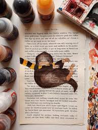 Fantastic Beasts Niffler Inspired Book Page Painting Print Etsy Harry Potter Illustrations Harry Potter Painting Harry Potter Art Drawings