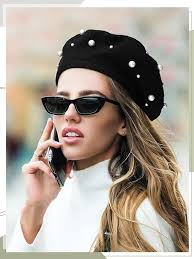 Vabean Wool Berets Pearl Beaded Cap Beanie Sweet Elegant French Beret  Artist Pearl Hat for Women Lady, Chic Colo, One size : Buy Online at Best  Price in KSA