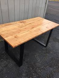 Maple Table With Black Steel Legs And Ambrosia Figured Maple Etsy Reclaimed Wood Dining Table Maple Tables Dining Table