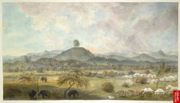 Muslims - The battleground of Udhua Nullah [where Mir Qasim (r.1760-63) was defeated in 1763], Lord Hastings' tents in the foreground and the Rajmahal foothills beyond; a watercolor by Seeta Ram, 1817-21 | Facebook