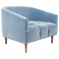 Art Deco Style St Bart S Accent Chair Tufted In Light Blue Velvet W Walnut Legs Accent Chairs Blue Accent Chairs Black Dining Room Chairs