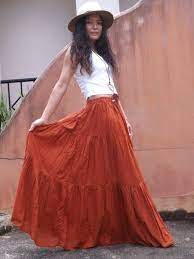 Long Skirt Long Boho Skirt Maxi Skirt Full Length Skirt Etsy In 2022 Long Skirt Outfits For Summer Orange Skirt Outfit Boho Skirts