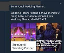 The owner of the zurin jundi wedding planner company and boutique was charged at the klang magistrate's court today with two counts of cheating a client out of rm7,000 in deposits. Senarai Wedding Planner Katering Penipu Baca Sebelum Terlambat