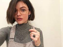 Lucy Via Instagram Lucyhale Different Hair Glasses For All My Moods Lucy Hale Short Hair Short Hair Styles Lucy Hale Hair