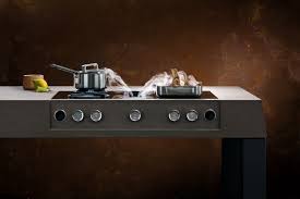 L'option flexinduction plus adapte les zones de cuisson aux récipients d'un diamètre cette table de cuisson est dotée de la fonction hob2hood qui contrôle automatiquement la vitesse d'aspiration grâce à la hotte intégrée. Bora La Table De Cuisson Avec Hotte Integree Ateliers Malegol Cuisines Malegol Table De Cuisson Hotte Hotte Integree