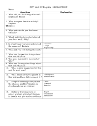 Pyp Unit Of Inquiry Reflection Teacher Reflection Report Card Comments Student Reflection