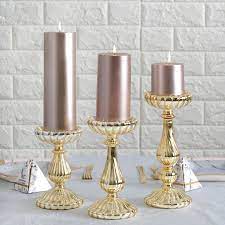 Shop 34 top mercury glass candle holders and earn cash back all in one place. 3 Gold Mercury Glass Pillar Candle Holders Wedding Events Party Home Decorations Ebay