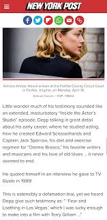 New York Posts awful take on Johnny Depps testimony against Amber Heard.  : rawfuleverything