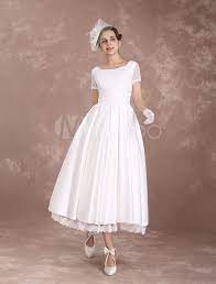 Shop ivory wedding at affordable prices from best ivory wedding store milanoo.com. Vintage Wedding Dress Short Sleeve 1950 S Bridal Dress Backless Polka Dot Lace Trim Ivory Wedding Reception Dress Milanoo Milanoo Com