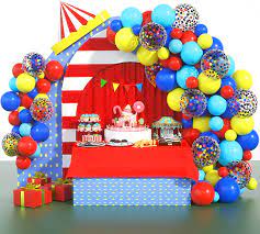 Last weekend i hosted a carnival party for my boys, and we had a ton of easy games that all the kids loved. Buy Circus Balloon Arch Kit Red Blue And Yellow Balloons Confetti Balloons For Carnival Theme Party Decorations Birthday Party Supplies Baby Shower Decor Circus Party Decor Online In Turkey B07vbmc494