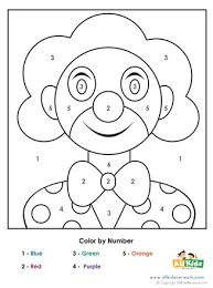 Clown juggling balls coloring page. Clown Color By Number All Kids Network