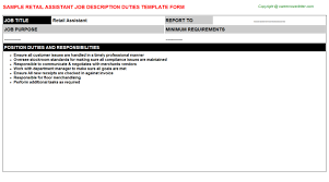 Other types of stores might have appliance or computer departments. Retail Assistant Career Templates Examples