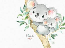 Koala Family Little Animals Watercolor Clipart Australia Koala Bears Watercolor Florals Babyshower Diy Kids Baby Nursery Love Acquerelli Animali Animali Acquerello Clip Art