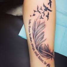 Feather that turns into birds flying away into the heavens. Prototypal Your Wings Were Ready Tattoo On Arm Your Wings Were Ready But My Heart Wasnt Tattoo In 2020