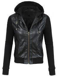 Le3no Womens Faux Leather Moto Bomber Jacket With Fleece Hoodie Leather Jackets Women Clothes Long Sleeve Outerwear