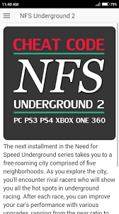 Underground 2 cheats, codes, unlockables, hints, easter eggs, glitches, tips, tricks, hacks, downloads, hints, guides, faqs, walkthroughs, and more for playstation 2 (ps2). Download Cheat Code For Need For Speed Underground 2 Game Google Play Apps Atsfpm0tyl8z Mobile9