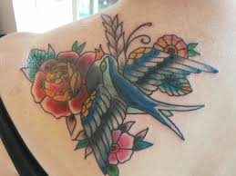 Blue Bird And Rose Tattoo Bluebird Rose Tattoo Coverup Artist Krystal Ralph Cover Up Tattoos Rose Tattoo Leaf Tattoos