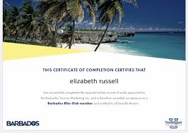 Barbados Specialist Certificate Of Completion Tourism Marketing Tourism